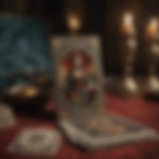 A vintage tarot deck laid out on a velvet cloth