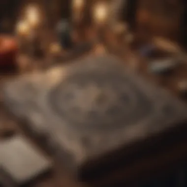An ancient book of spells alongside an astrological chart