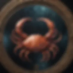 Artistic representation of a Cancer zodiac symbol in a cosmic setting