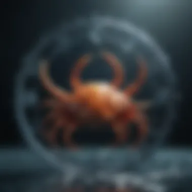 Cancer Zodiac Sign Symbolic representation of the Cancer zodiac sign with water motifs