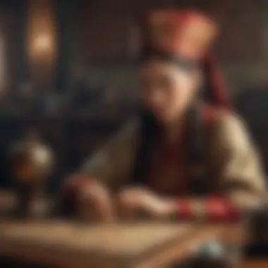 Fortune Teller Practicing Divination Chinese fortune teller practicing ancient divination