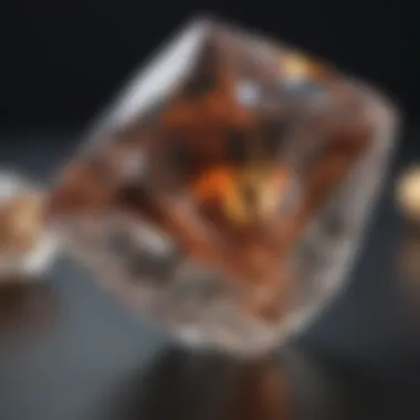 A close-up of a crystal with intricate facets reflecting light beautifully.