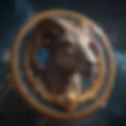 Illustration of Aries symbol in cosmic background