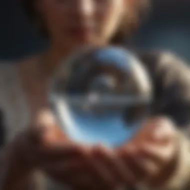 Hand holding a crystal ball for divination