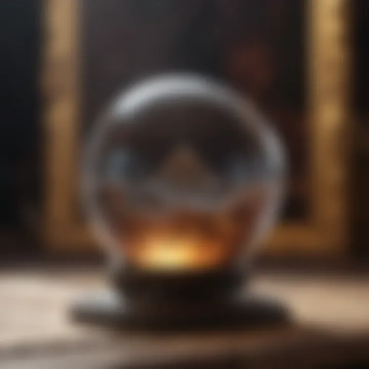 Mystical crystal ball resting on tarot cards