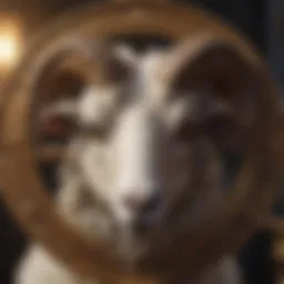 The symbol of Aries, the Ram, representing energy and initiative.