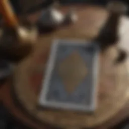 An ornate tarot card spread on a mystical table