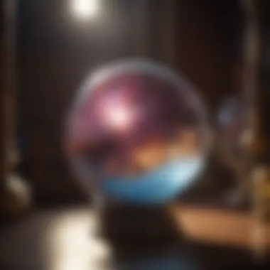 A mystical crystal ball emitting glowing light