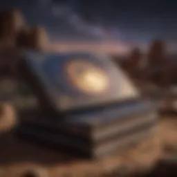 Cosmic exploration of psychic books under a starry sky