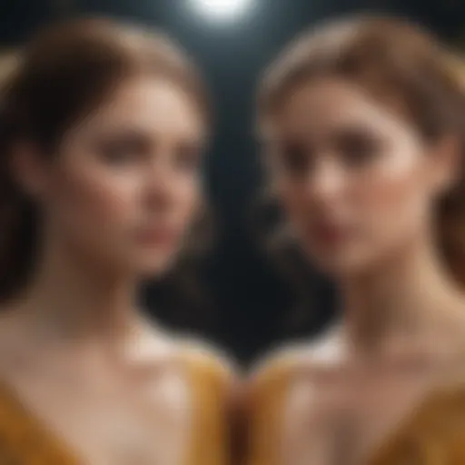 Symbolic representation of Gemini's duality with intertwined figures.