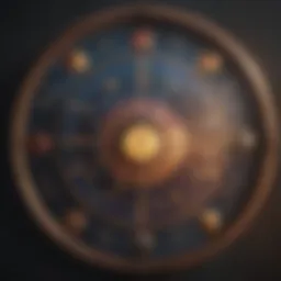 A celestial chart depicting astrological signs and symbols.