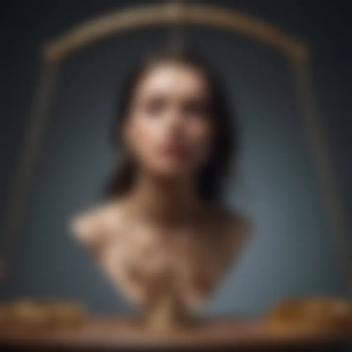 Abstract artwork portraying the duality and equilibrium of the Libra personality