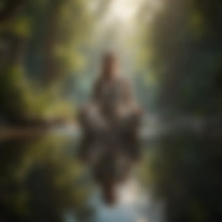 Artistic depiction of a Libra individual meditating in a serene setting