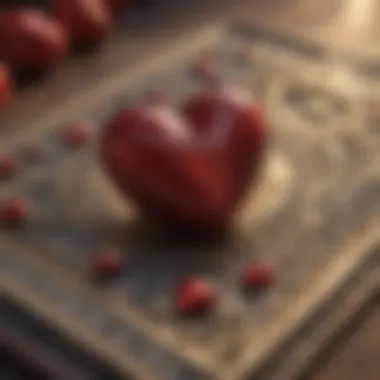 Heart Symbolism in Love Tarot Close-up of a tarot card depicting a heart