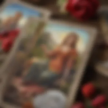 A close-up of meaningful symbols found in the Lovers' Path Tarot cards