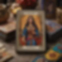 A close-up of a vibrant Mexican tarot deck showcasing intricate designs and vivid colors.