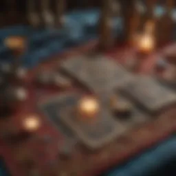 An elegant tarot spread displayed on a mystical cloth