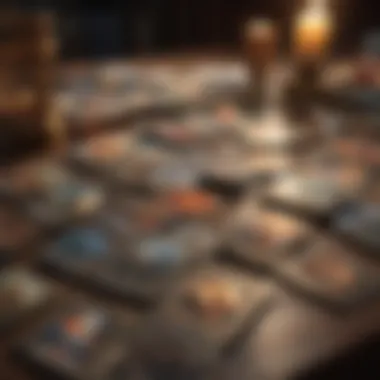 An array of beautifully illustrated oracle cards laid out on a table