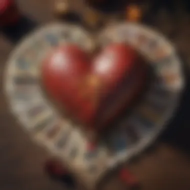 Heart-Shaped Tarot Spread for Love Insights Tarot cards laid out in a heart shape symbolizing love