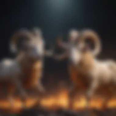Elemental Essence of Aries and Libra Connection Fiery Ram and Airy Scales Symbolic Illustration