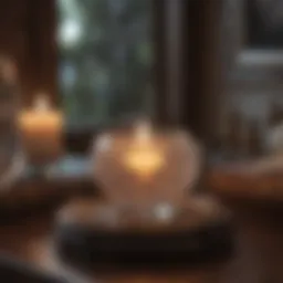 A serene setting for psychic readings with crystals and candles