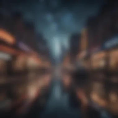 Urban Landscape Under Cosmic Influence A cityscape with astrological constellations