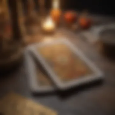 Exploring Tarot Card Meanings An individual studying tarot card meanings with a deck spread out on a table.