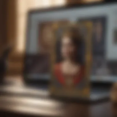 Digital resources for tarot card learning displayed on a laptop