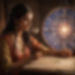 Astrologer consulting a celestial chart