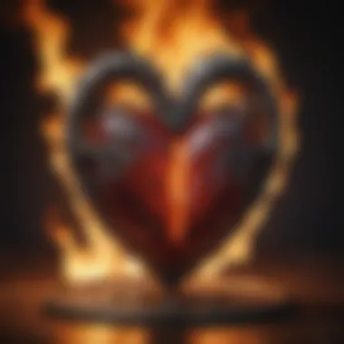 Passion and Transformation in Lovers Path Tarot Illustration of a heart surrounded by flames symbolizing passion and transformation