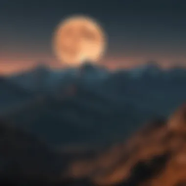 Majestic Moon Rising Over Silhouetted Mountains