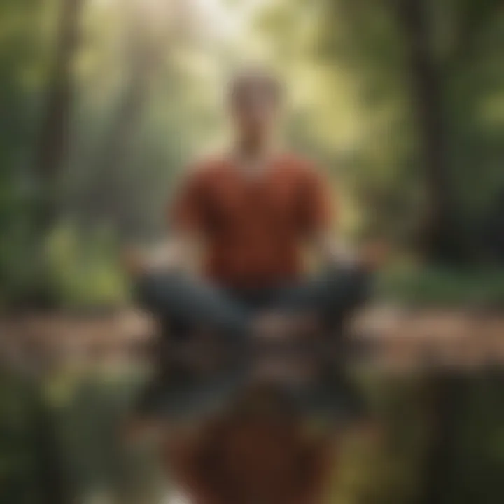 A tranquil scene of a person meditating in nature, embodying mindfulness