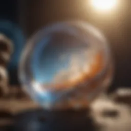 Moonstone crystal reflecting light