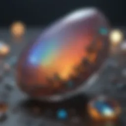Close-up view of a mesmerizing opal stone showcasing its play of color