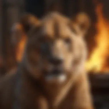 Elegant Lioness Amidst Flames