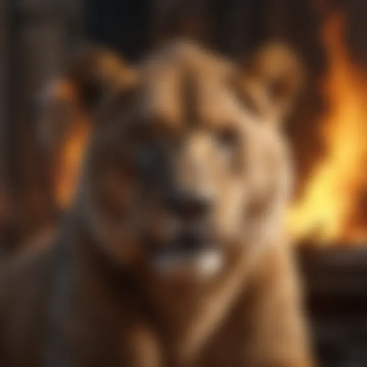 Elegant Lioness Amidst Flames