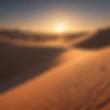 Sunrise Casting Golden Hues on Desert Dunes