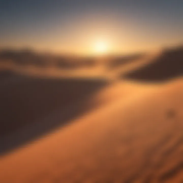 Sunrise Casting Golden Hues on Desert Dunes