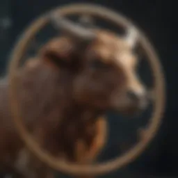 Astrological symbols representing Taurus and celestial bodies