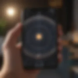 Celestial chart displayed on an iPhone screen