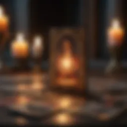 An elegant tarot card spread illuminated by candlelight