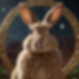 Symbolic representation of the Zodiac Rabbit in a celestial background