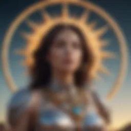 A celestial illustration depicting the Sun, Moon, and Rising signs in astrology