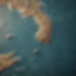 Detailed nautical chart showcasing marine routes and depths