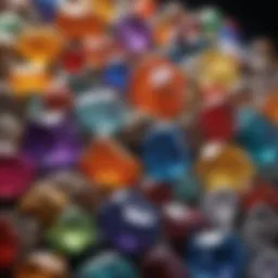 A close-up view of various semi-precious stones showcasing their vibrant colors and unique textures.