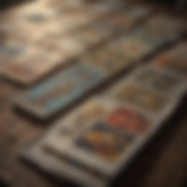 A close-up of tarot cards being shuffled, emphasizing the intuitive aspect of readings.