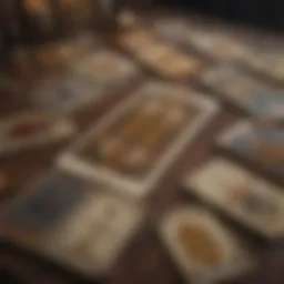 A detailed tarot card spread layout showcasing various card positions