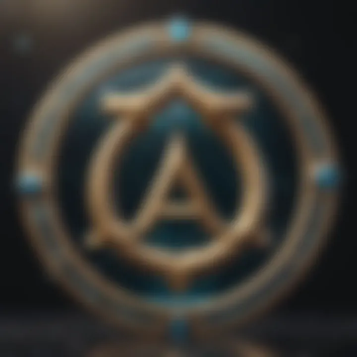 Illustration of Aquarius symbol with cosmic elements