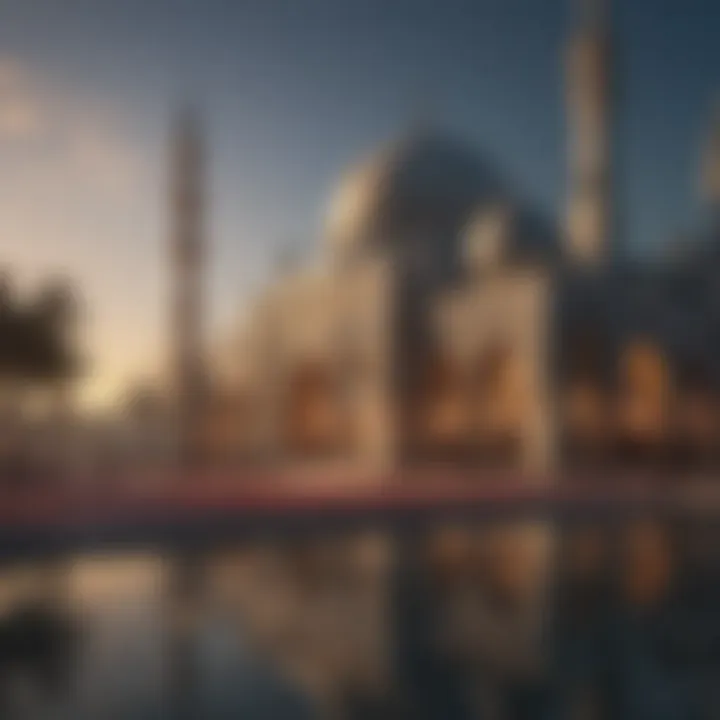 A serene mosque illuminated during Ramadan, symbolizing reflection and spirituality.