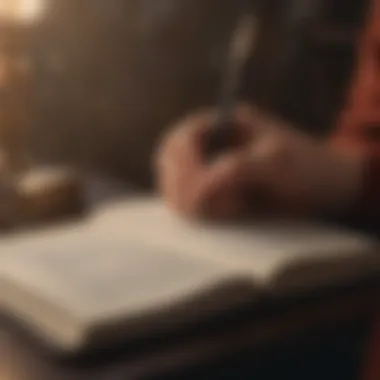 A close-up of a person writing in a journal, symbolizing introspection and reflection.